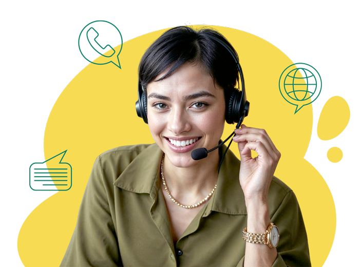 Customer support representative assisting with product selection