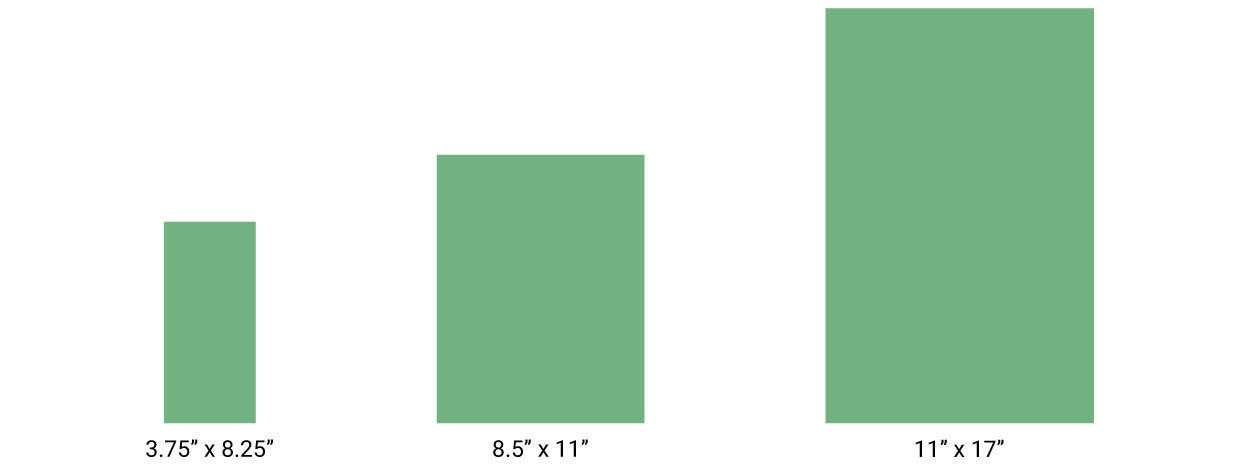 Comparison of Business Card Sizes: Standard, Vertical Portrait, and Square Format