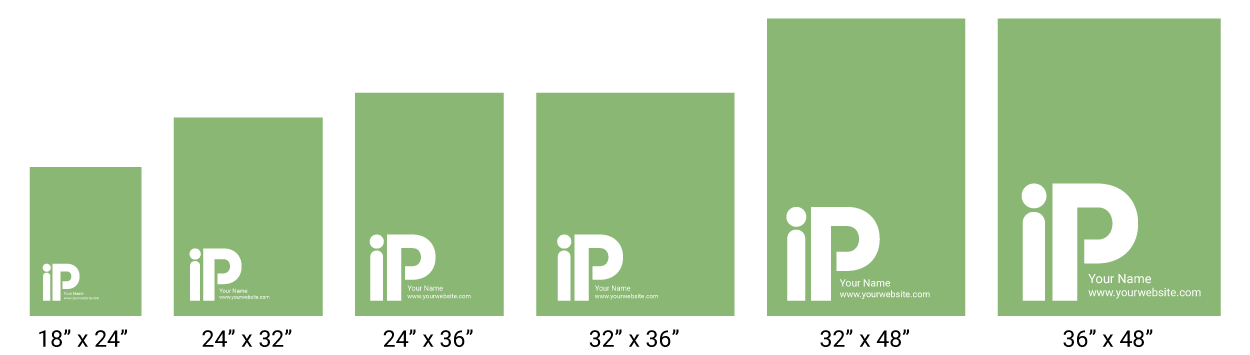 Semi Gloss Postcard Size Chart showing seven common formats