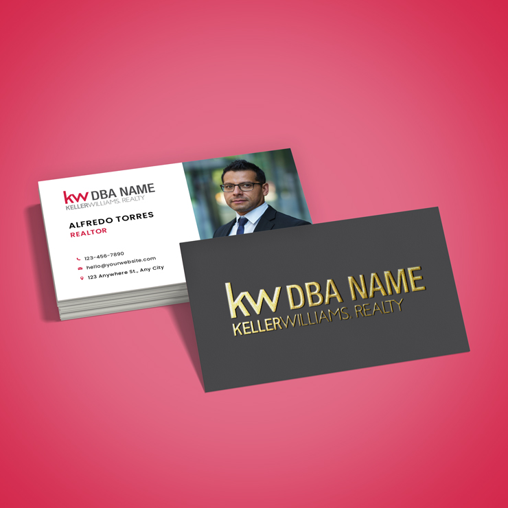 Raised Silver Foil Business Cards - Keller Williams
