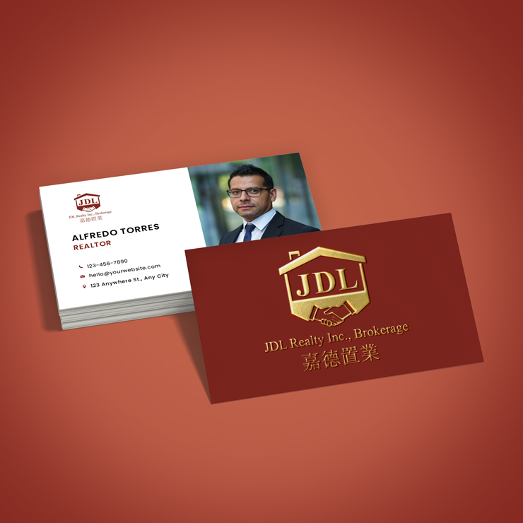 Raised Silver Foil Business Cards - JDL