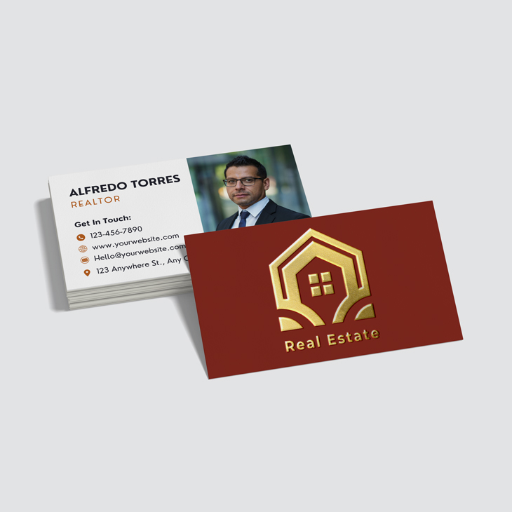 Raised Silver Foil Business Cards - Independent Realtor