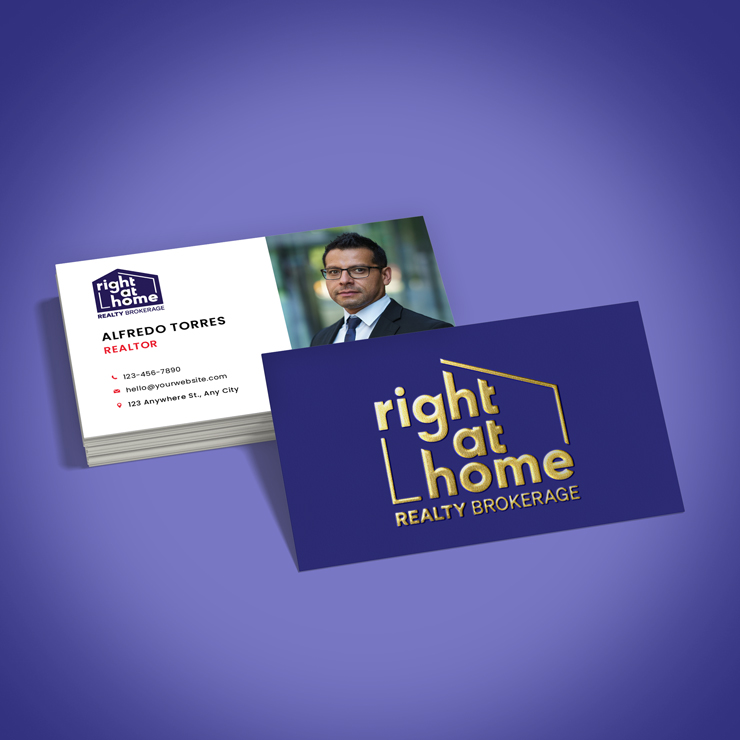 Raised Silver Foil Business Cards - Right at Home