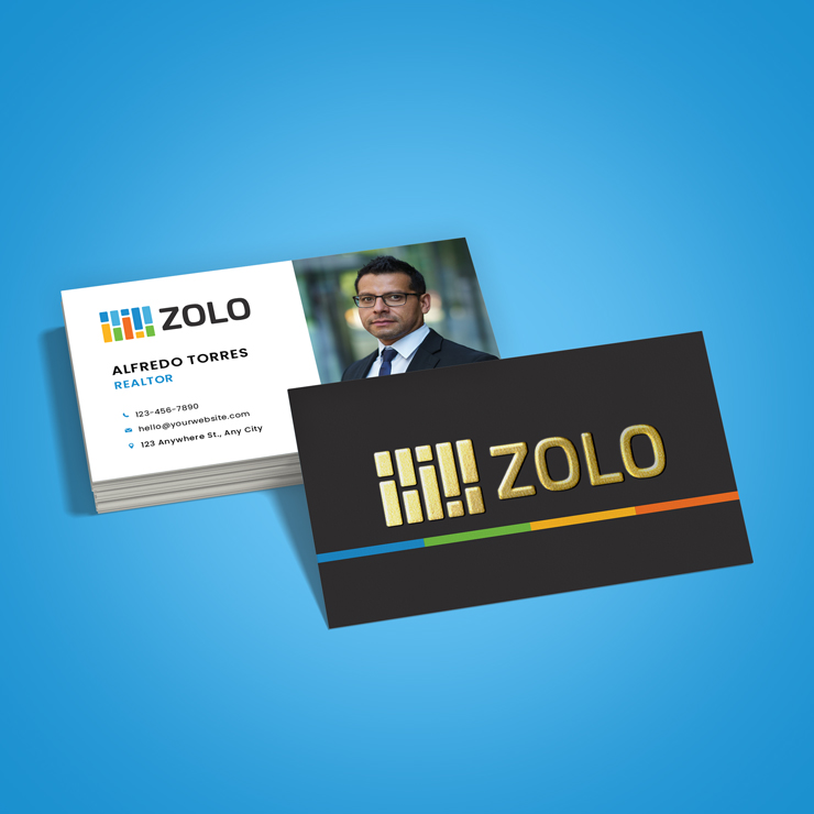 Raised Silver Foil Business Cards - Zolo