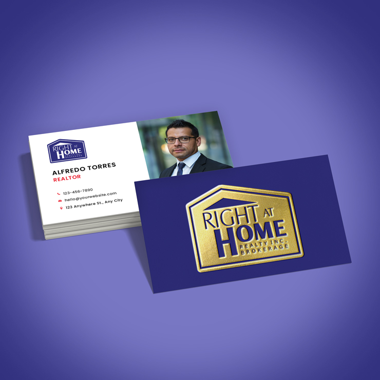 Raised Silver Foil Business Cards - Right at Home