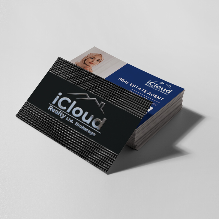 iCloud Realty Raised Spot UV Business Cards
