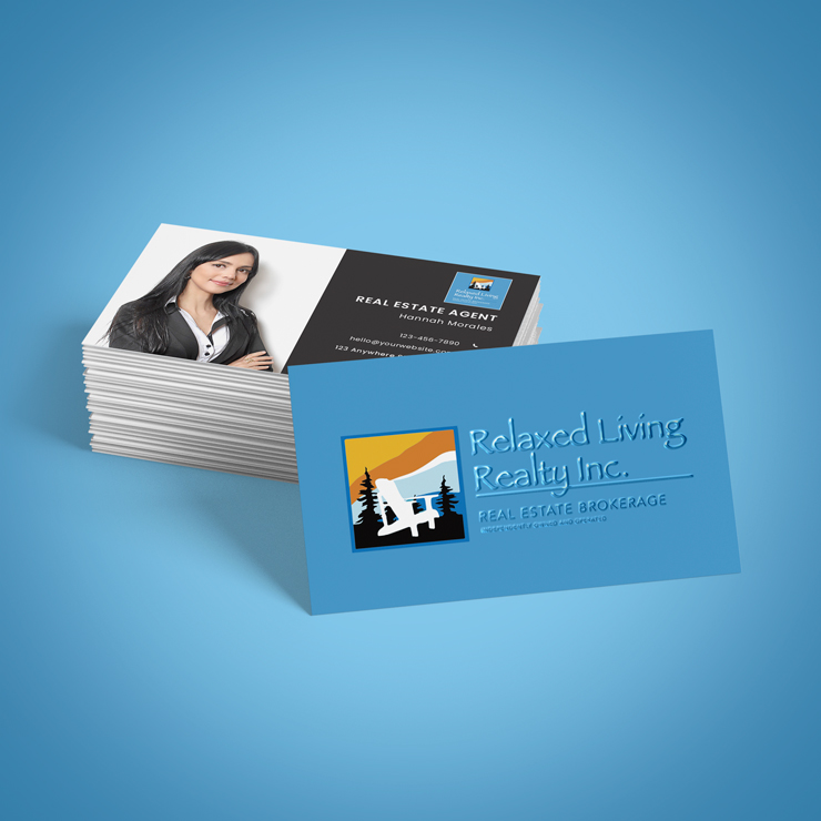 Raised Spot UV Business Cards - Relaxed Living Realty Inc
