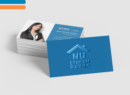 NU STREAM Raised Spot UV Business Cards