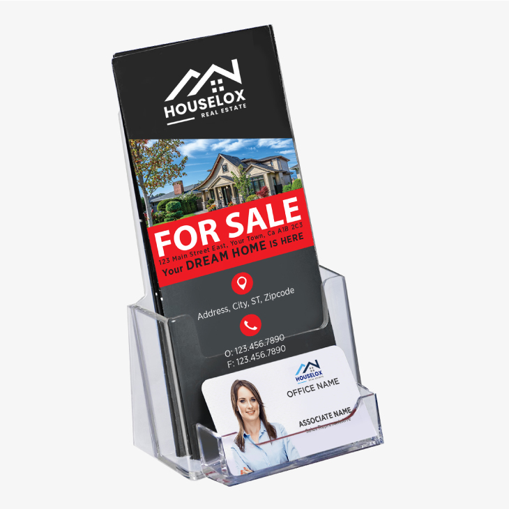 Tri-Fold Brochure Holder with Business Card Pocket