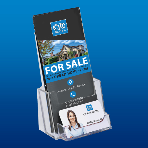 Tri-Fold Brochure Holder with Business Card Pocket - CIR Realty