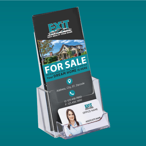 Tri-Fold Brochure Holder with Business Card Pocket - EXIT Realty