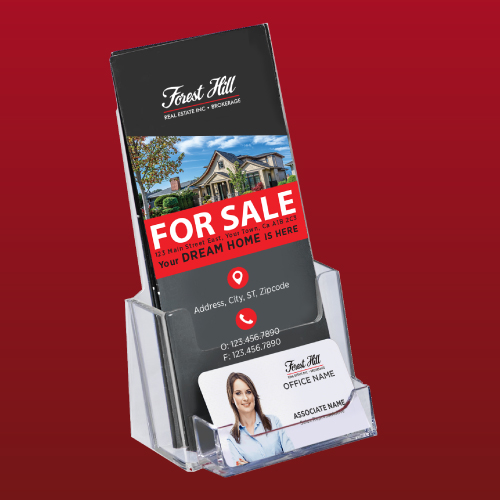 Tri-Fold Brochure Holder with Business Card Pocket - Forest Hill