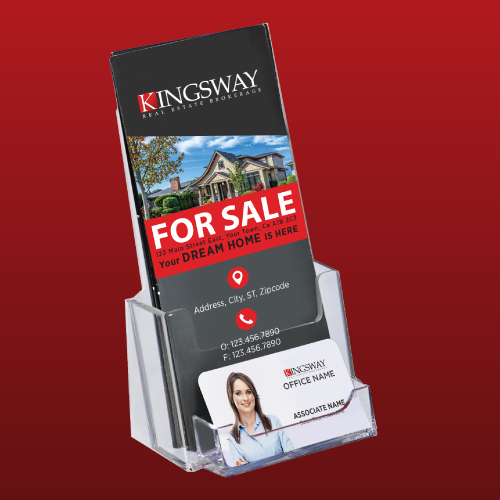 Tri-Fold Brochure Holder with Business Card Pocket - Kingsway