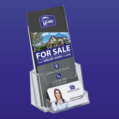 Tri-Fold Brochure Holder with Business Card Pocket - Right at Home