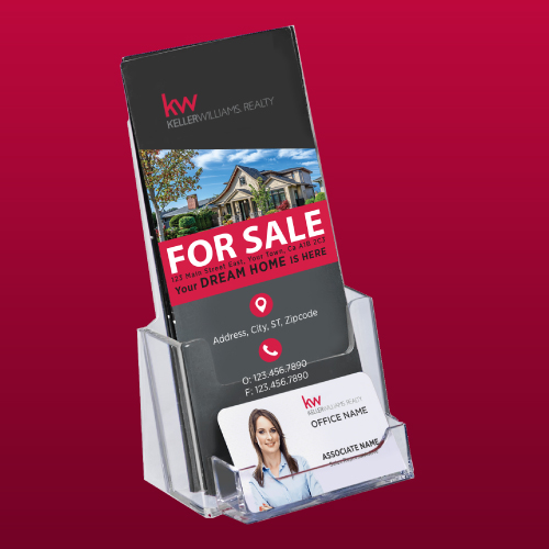 Tri-Fold Brochure Holder with Business Card Pocket - Keller Williams 